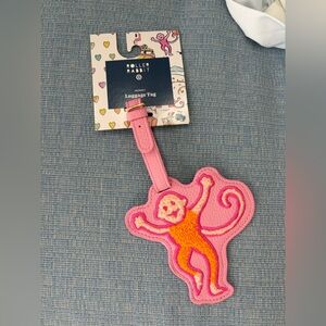 Exclusive Roller Rabbit x Target Pink and Orange Monkey Luggae Tag